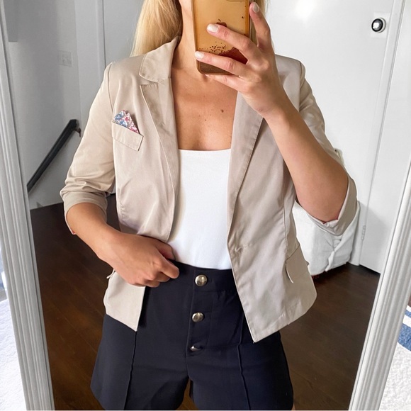 🐚 MMM BEIGE CAPRI SLEEVE BLAZER JACKET! - Picture 5 of 14